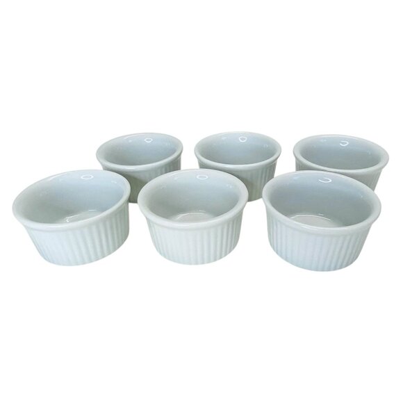 Pier 1 White Porcelain Ramekins Dish 6PC Set Dessert Baking Prep Tasting Party - Picture 3 of 8